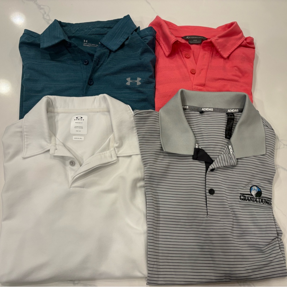 (4) Men’s Medium Polo Shirts Lot GUC
